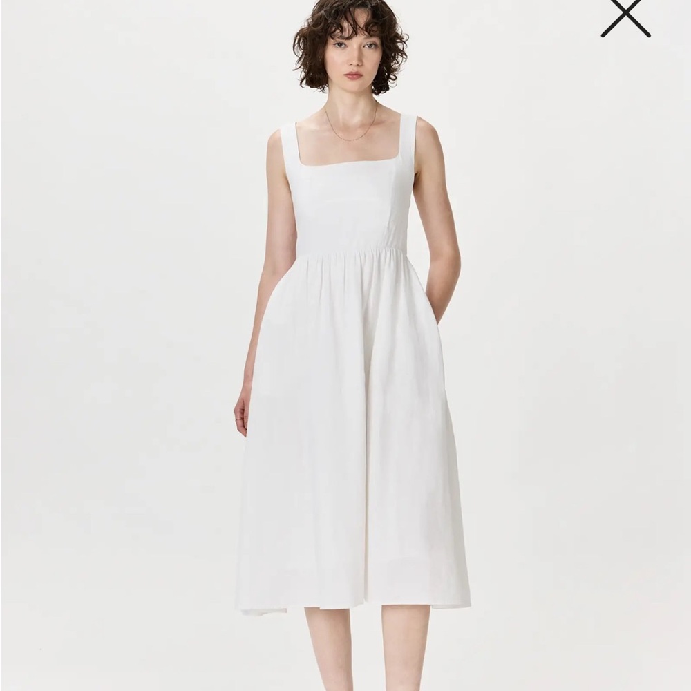 Quince 100% European Linen Fit & Flare Midi Dress